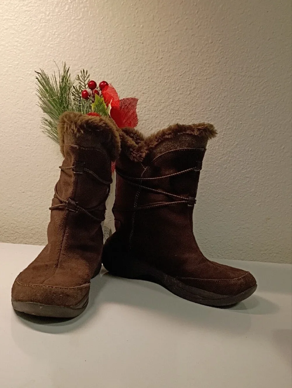croft & barrow Brown Faux-Fur Suede Pull-On Winter Boots
